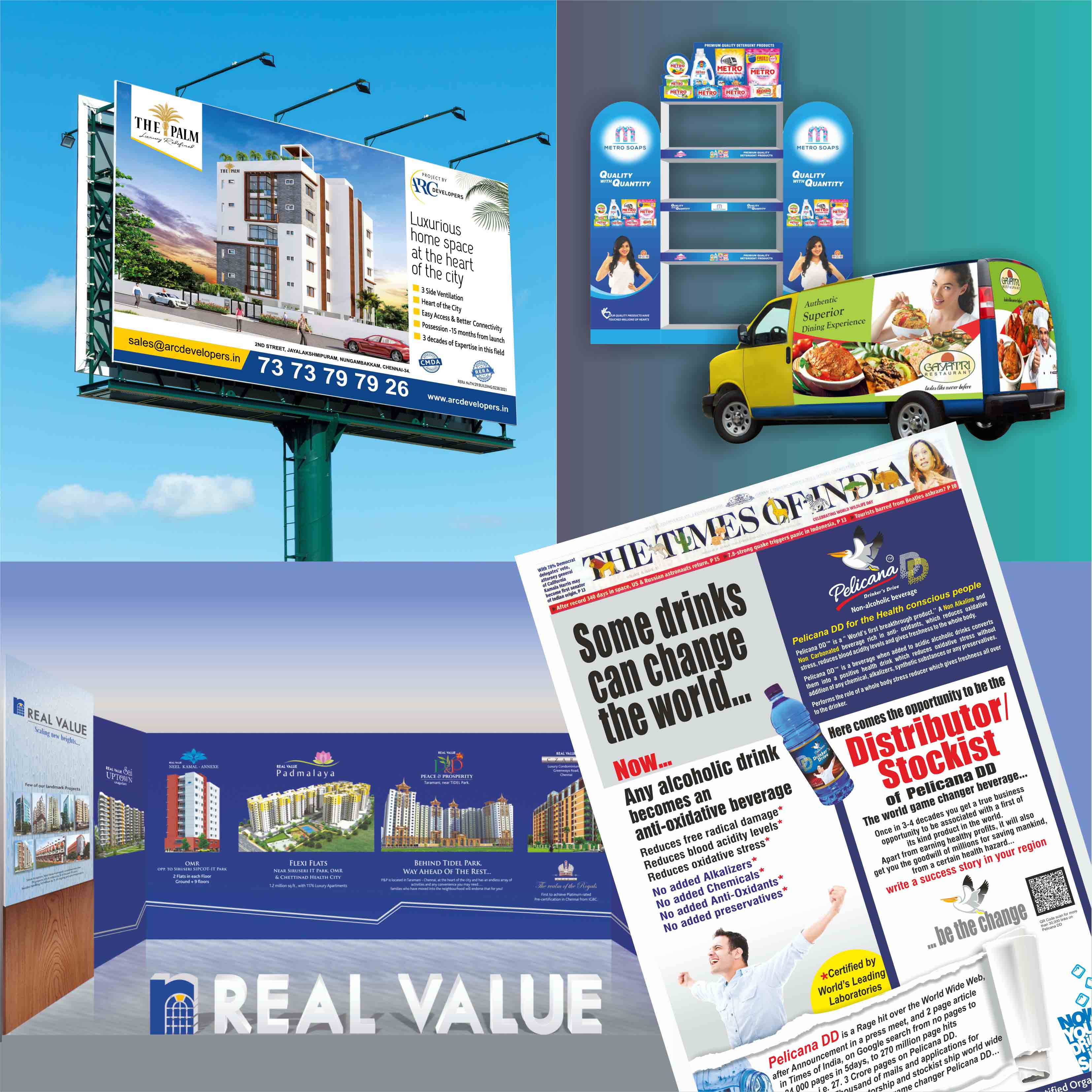 Print media ad design including flyers, brochures, and posters